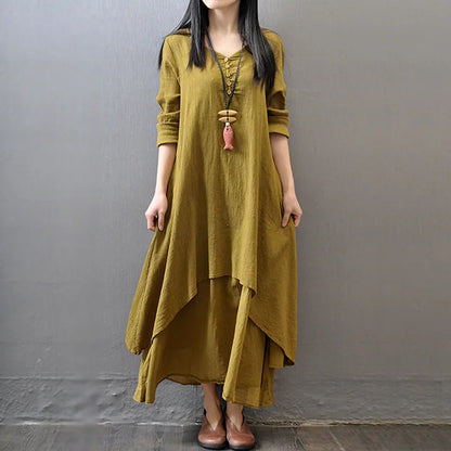 Women Elegant Linen Bohemia Day Dress