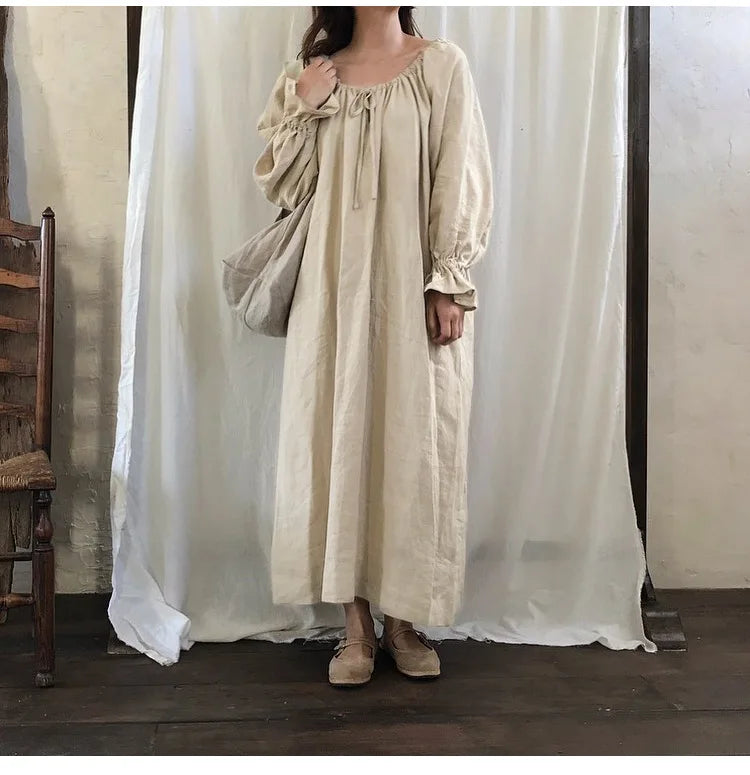 Spring Vintage Cotton Linen Dress