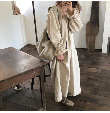 Spring Vintage Cotton Linen Dress