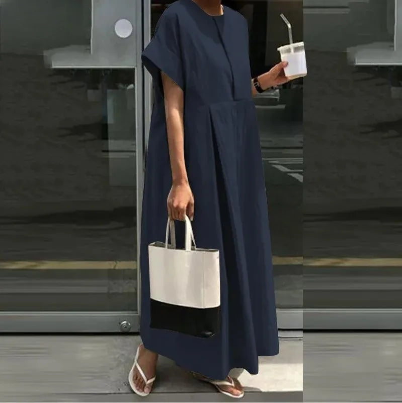 Cotton Linen Women Casual Long Dress