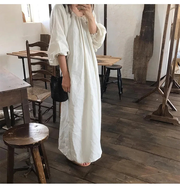 Spring Vintage Cotton Linen Dress