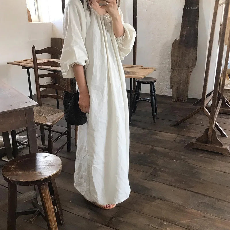 Spring Vintage Cotton Linen Dress