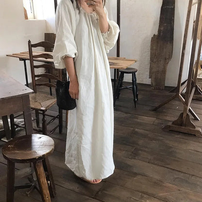 Spring Vintage Cotton Linen Dress