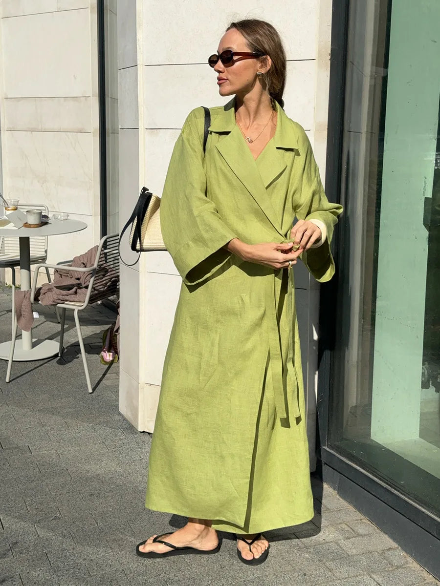 Cotton and Linen Dress Women&