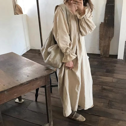 Spring Vintage Cotton Linen Dress