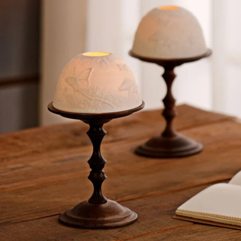 Ziahme Vintage Walnut Candle Holder