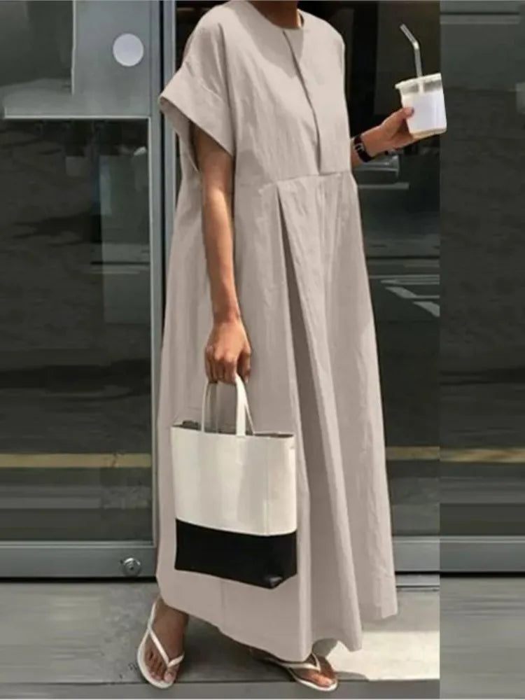 Cotton Linen Women Casual Long Dress
