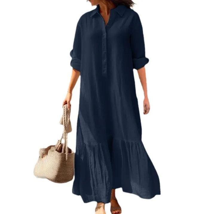 Women’s Cotton-Linen Long Shirt Dress