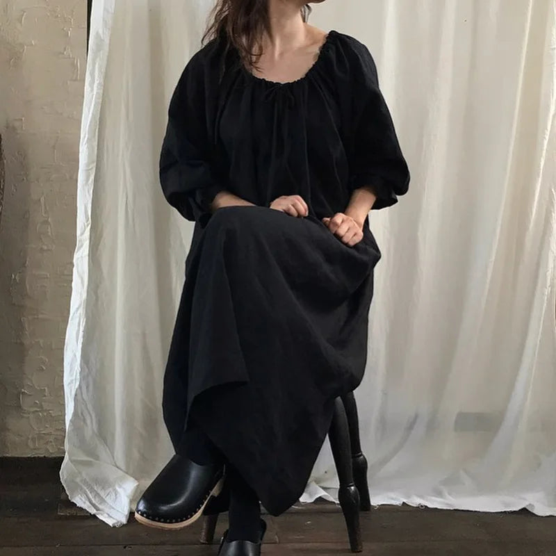 Spring Vintage Cotton Linen Dress