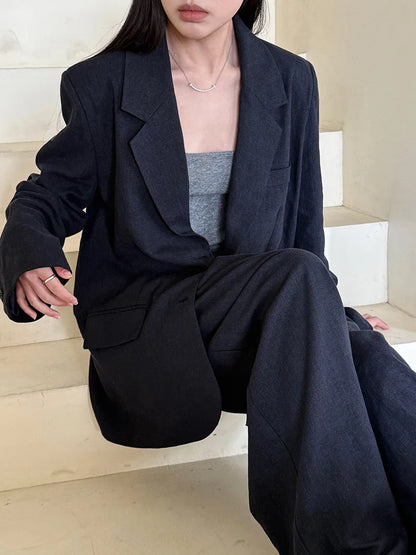 Linen Blazer For Women 2025 Spring Cotton-linen Suit + Pants Set Sold Separately