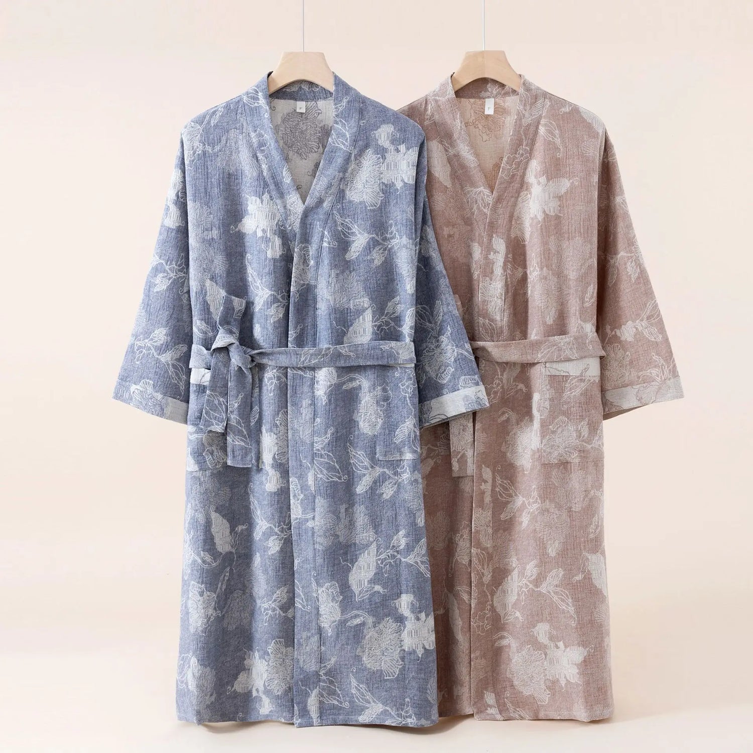 2025 Cotton and Linen Nightgown Thin Long Lace-up Bathrobe Casual Loose Women&