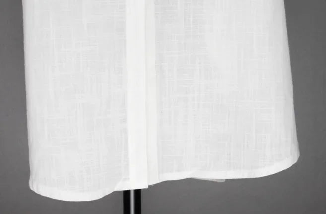 Cotton Linen Women Long Dresses Female New Fashion Loose Clothes Ladies Short Sleeve Turn down Collar Commuting Loose Cardigan