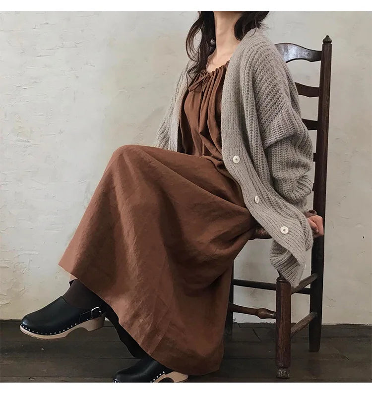 Spring Vintage Cotton Linen Dress