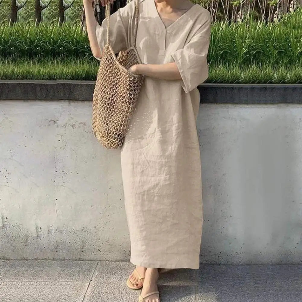 Cotton Linen Blend Day Dress