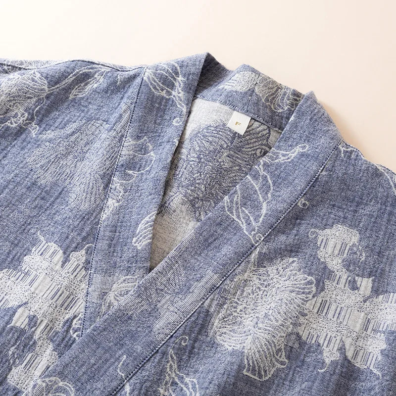2025 Cotton and Linen Nightgown Thin Long Lace-up Bathrobe Casual Loose Women&