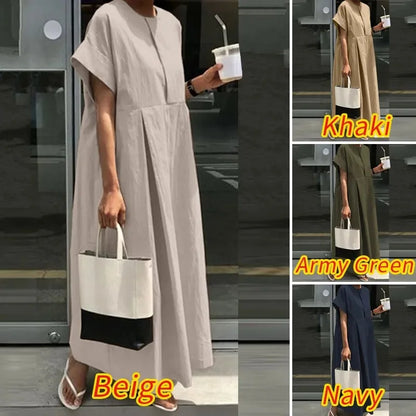 Cotton Linen Women Casual Long Dress