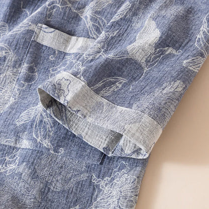 2025 Cotton and Linen Nightgown Thin Long Lace-up Bathrobe Casual Loose Women&
