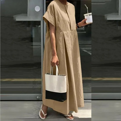 Cotton Linen Women Casual Long Dress