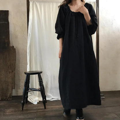 Spring Vintage Cotton Linen Dress