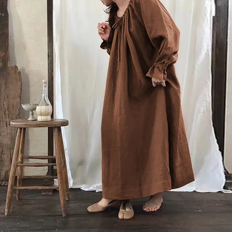 Spring Vintage Cotton Linen Dress