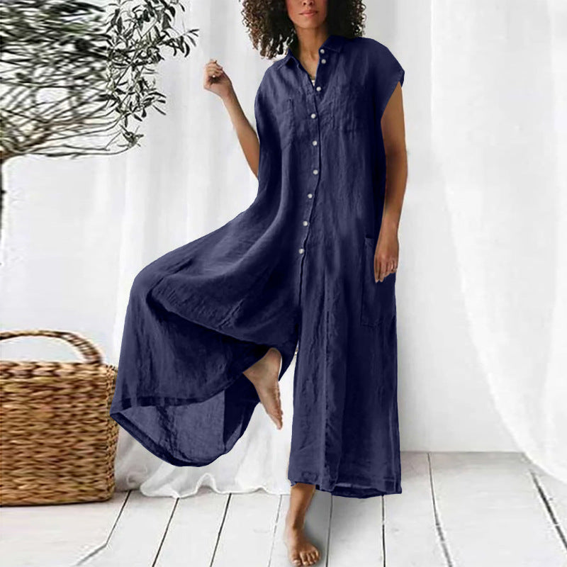 Ziahme™ Short sleeved linen jumpsuit